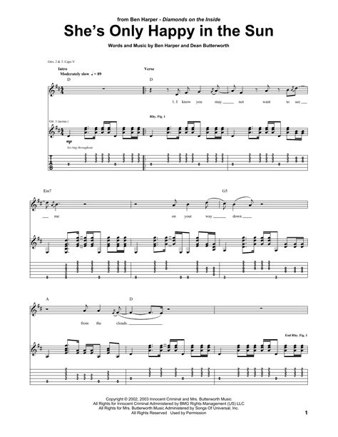 she s only happy in the sun by ben harper guitar tab guitar instructor