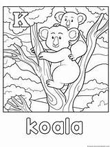 Coloring Koala Pages Alphabet Animal Letter Bear Kindergarten Sheets Letters Theme Montessori Crafts Activity Elementary Planet Teaching Books Choose Board sketch template