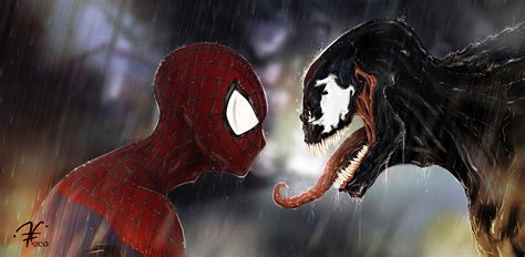 spiderman vs venom digital artwork hd superheroes 4k wallpapers