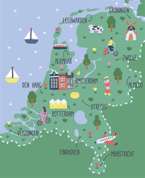 Map Of Holland On Behance Holland Map Netherlands Map Illustrated Map