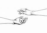Reaching Hands Poster Hand Desenio Drawing Each Two Another sketch template