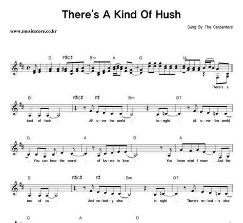 carpenters there s a kind of hush 악보