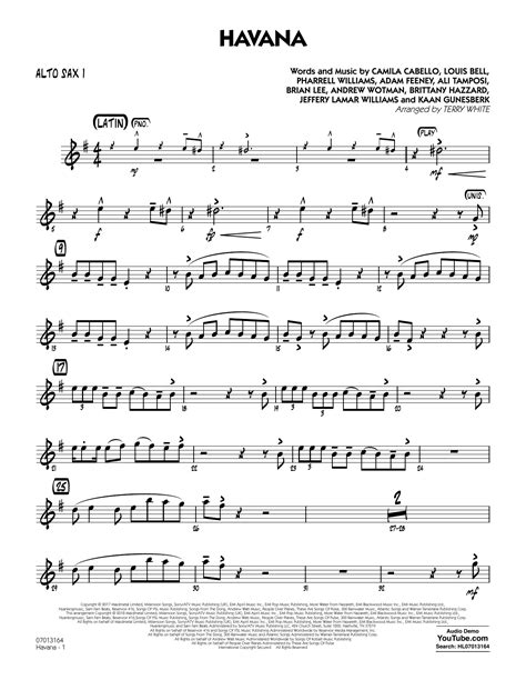 Havana Alto Sax 1 Partituras Terry White Agrupación Jazz