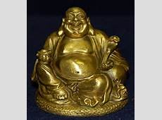 Chinese Small Bronze Laughing Buddha Statue Sculpture