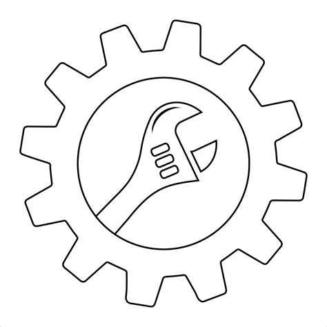simple spanner  gear isolated  white background icon  apps