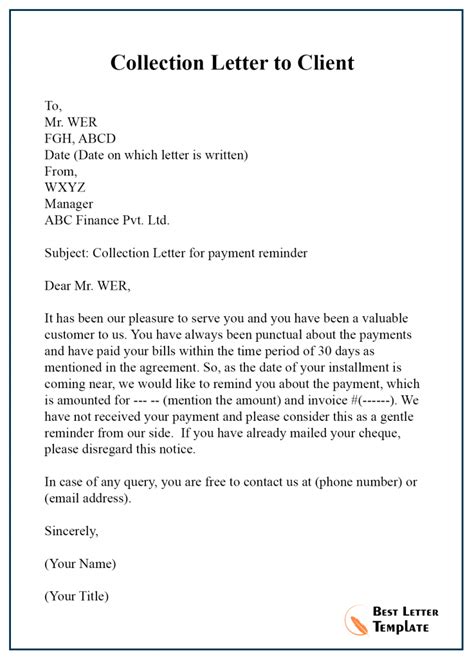 sample collection letter  customer    letter template