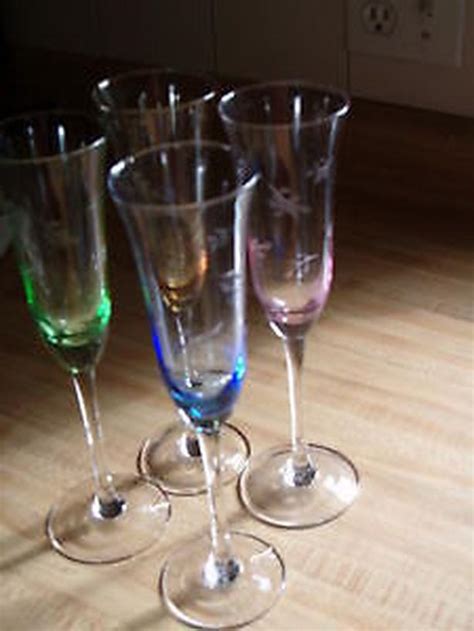 Multi Colored Multi Crystal Cordial 12 Wine Champagne Glasses South St
