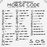 Morse Codice Doodle Internazionale Vektor sketch template