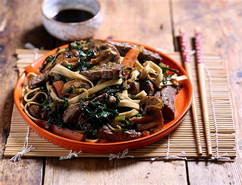 japanese miso beef noodles with stir fried veg recipe abel and cole