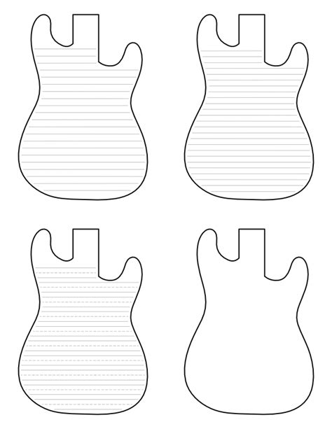 printable electric guitar shaped writing templates