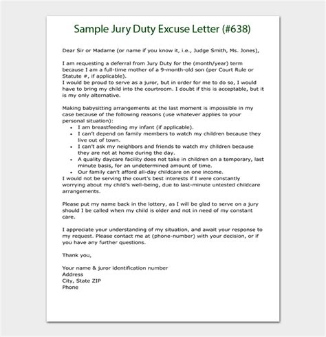 jury duty excuse letter examples templates tips