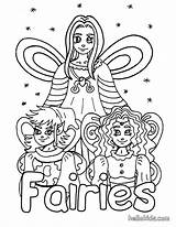 Fairies Coloring Hellokids Print Color Pages sketch template