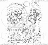 Horse Cart Coloring Riding Outline Illustration Children Clip Royalty Bannykh Alex Regarding Notes sketch template