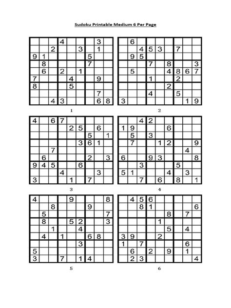 sudoku printable medium   page