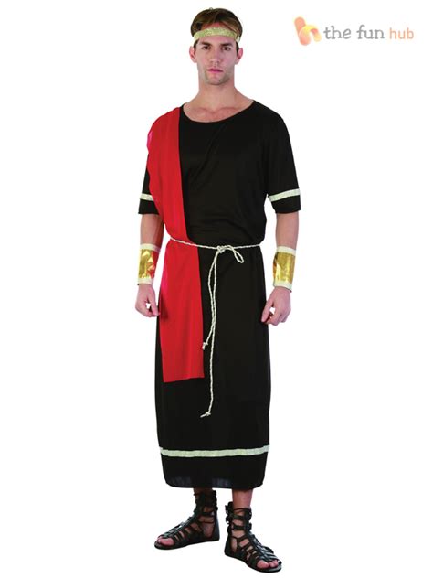 Mens Ladies Greek Grecian Caesar Roman God Toga Black Fancy Dress