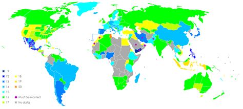 Weltkarte Gesetzliches Mindestalter Für Heterosexuellen