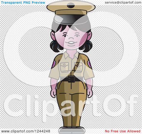 clipart of a police woman in a green uniform royalty