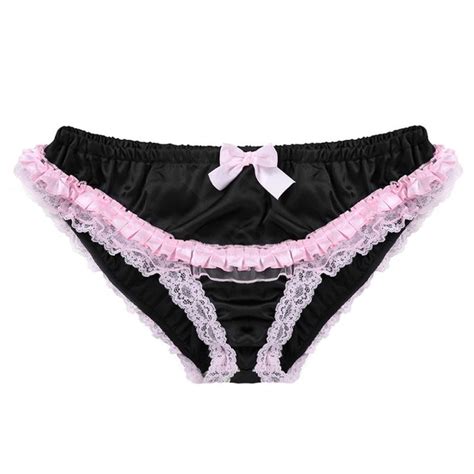 Sissy Cute Ruffled Lace Underwear For Men Feminine Satin Panties