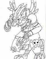 Digimon Weregarurumon sketch template
