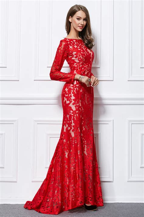 online india red evening dress long sleeve wish monroe 20 top women s