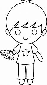 Boy Coloring Car Toy Clip Pages Cute Sweetclipart sketch template