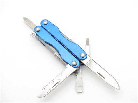 Blue Mini Key Chain Folding Multi Tool Survival Scissor Pocket Knife
