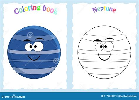 coloring book page  preschool children  colorful neptune stock