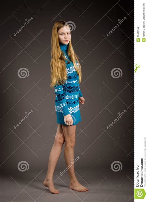 Teen Girl Posing In Sweater Stock Image Image Of Happy