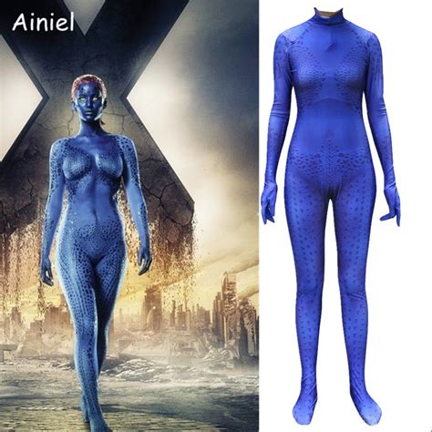 ainiel movie x men cosplay costume raven darkholme blue speckle