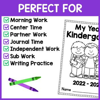 kindergarten memory book  pocketful  centers tpt