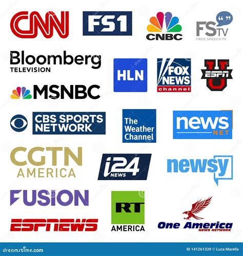 united states cable television news networks vector logo collection editorial stock image