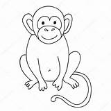 Monos Dibujo Affen Paracolorear Divertido Contorno Ilustracion sketch template