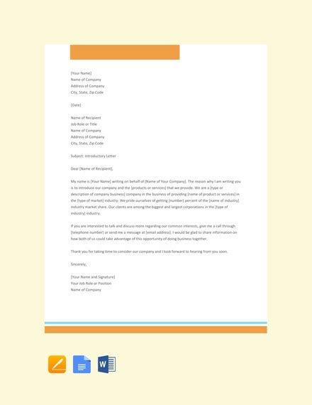 sample letter introducing  business  document template