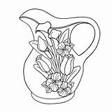 Jug Coloring Pages Getcolorings Color Bw Floral Diy sketch template