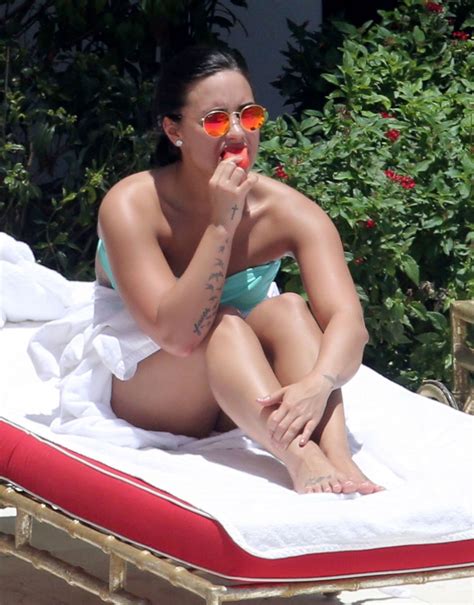 demi lovato lounges poolside picture celebrities on