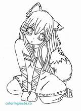 Coloring Anime Pages Girl Wolf Emo Fox Cat Sheets Chibi Color Print Girls Characters Drawing Printable Couple Animation Boys Body sketch template