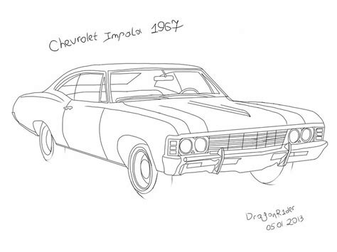 chevy impala supernatural drawing sketch coloring page