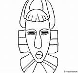 African Mask Coloring Coloringcrew sketch template