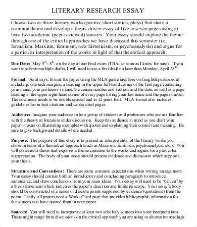 literary paper  literary theory essay sample examples