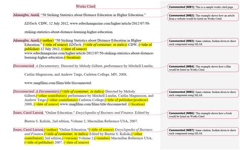 creating  works cited page  word  college reading  writing