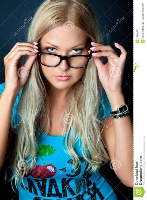 blonde with glasses stock image image of beautiful blond 28864977