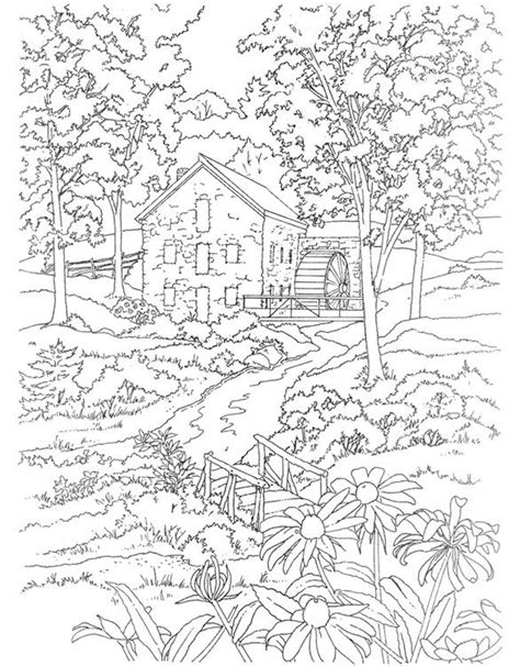 ideas  scenery coloring pages  adults save  pin