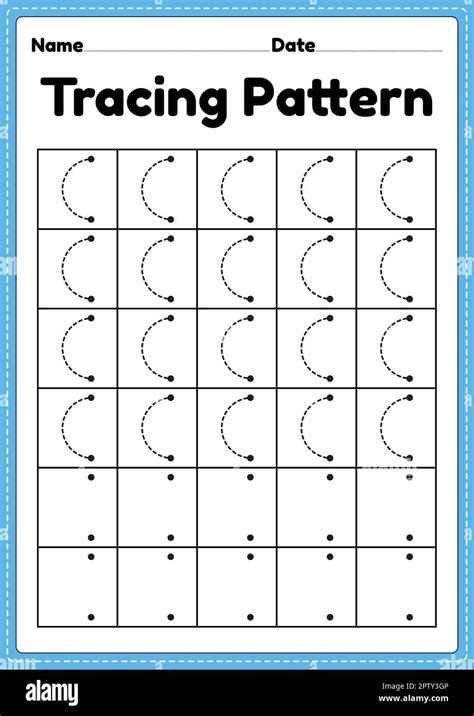 tracing pattern left curve lines worksheet  kindergarten preschool