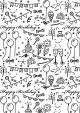 Birthday Printable Coloring Paper Meinlilapark Pages Doodle Ausdruckbares Geschenkpapier Wrapping Party Freebie Happy Papier Drawing Stickers Doodles Para Dibujos Read sketch template