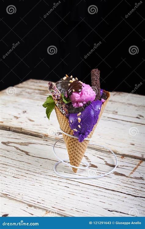 big ice cream stock image image  cone delicious