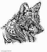 Coloring Pages Adults German Shepherd Print Animal Adult Printable Colouring Look Other Sheets sketch template
