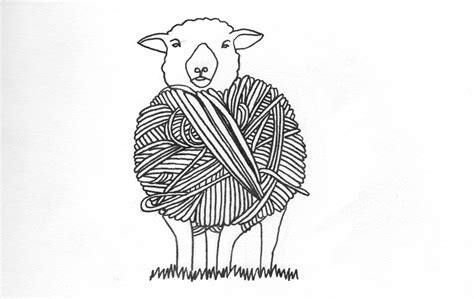 sheep  yarn drawing sheep drawing yarn tattoo sheep art