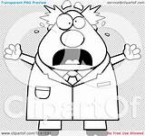 Panicking Scientist Chubby Male Outlined Coloring Clipart Cartoon Vector Thoman Cory sketch template