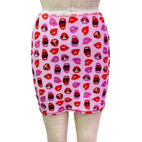 Online Fashion Brittany Allen Da X Ba Electric Lips Spandex Mini Skirt