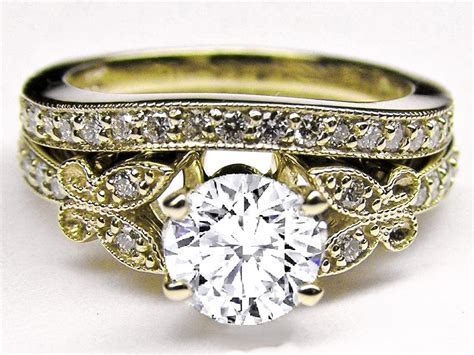 vintage yellow gold diamond engagement rings wedding  bridal